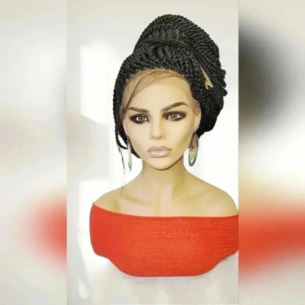 Braided lace wigs, 100% handmade NWOT, long braids, updo half ponytail # 1 - Picture 9 of 11